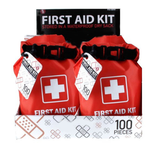 100Pc First Aid Kit in Waterproof Dry Sack - 6 Bag Display Box