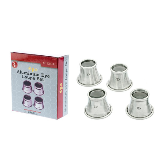 4Pc Aluminium Eye Loupes in Plastic Box