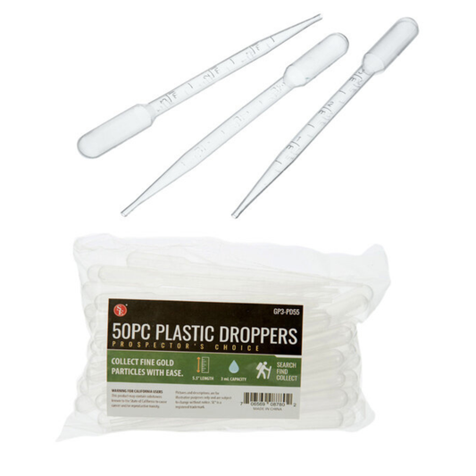 50 Pc Plastic Dropper / Pipette for Gold Panning - 5.5" , 3ML Capacity